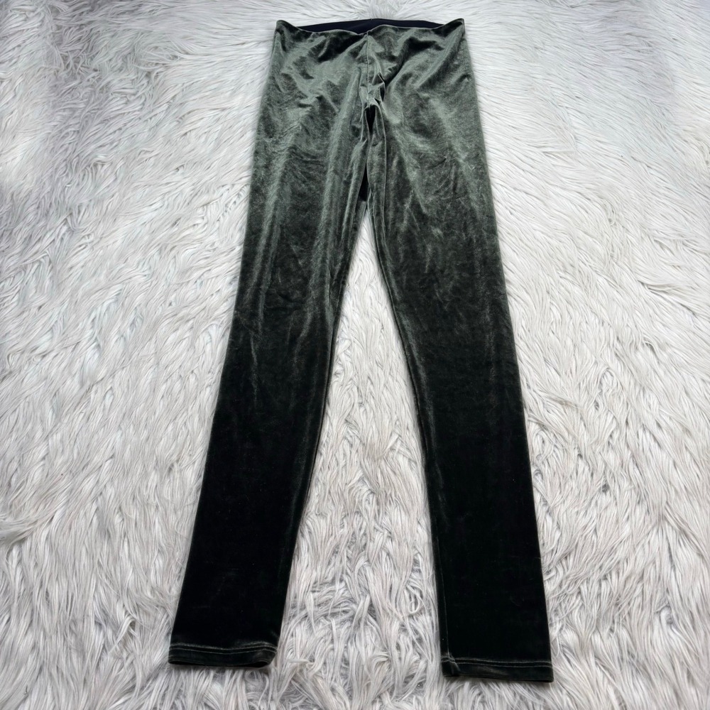 Commando Control Women's L Green Velvet Leggings Holidays Maximalist Dopamine